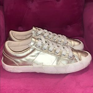 Zara girls metallic gold star sneakers size 35